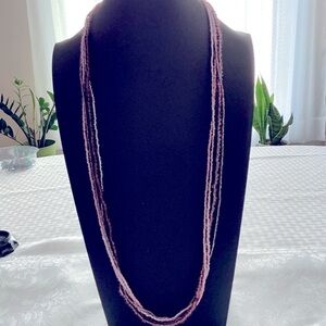 Seed Bead Silver Tone Multi-Strand Necklace